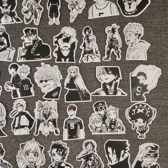 Black & White Mixed Anime Sticker Set 50 pcs - Picture 6 of 6